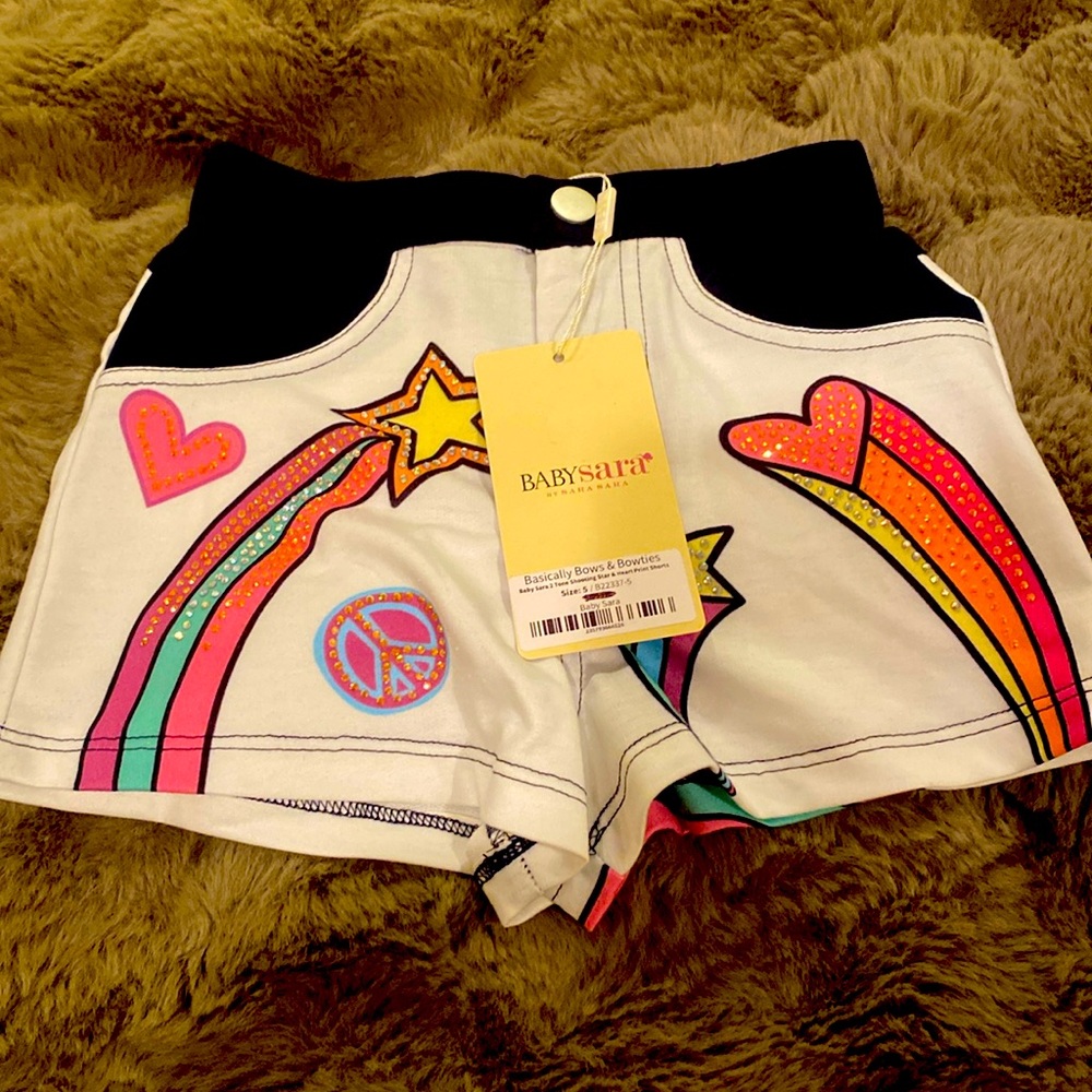 Babysara 2 Tone Shooting Star & Heart Print Shorts size 5